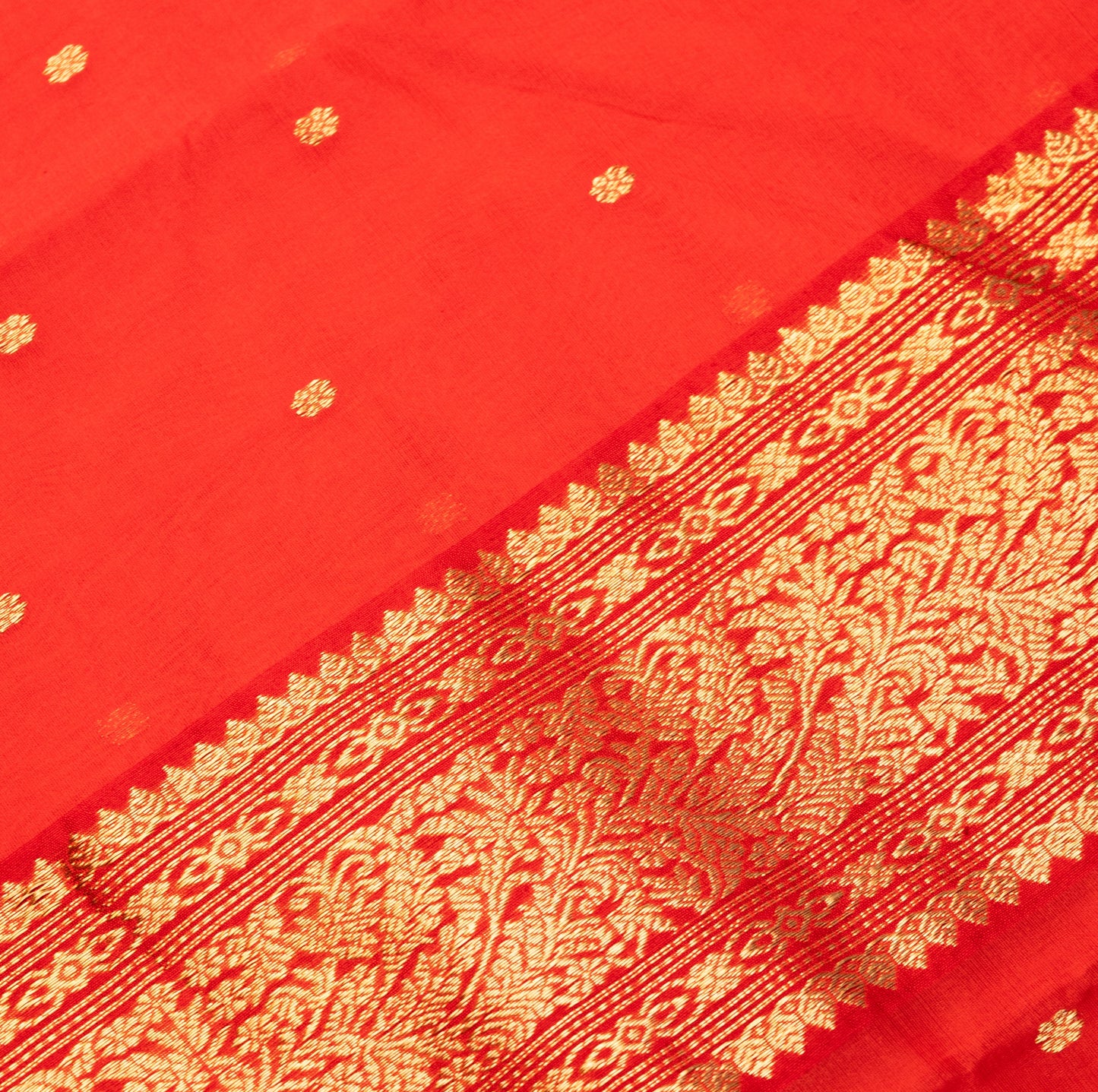 Chanderi Katan Silk Saree in Red with Maharani Border