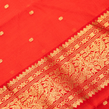Chanderi Katan Silk Saree in Red with Maharani Border