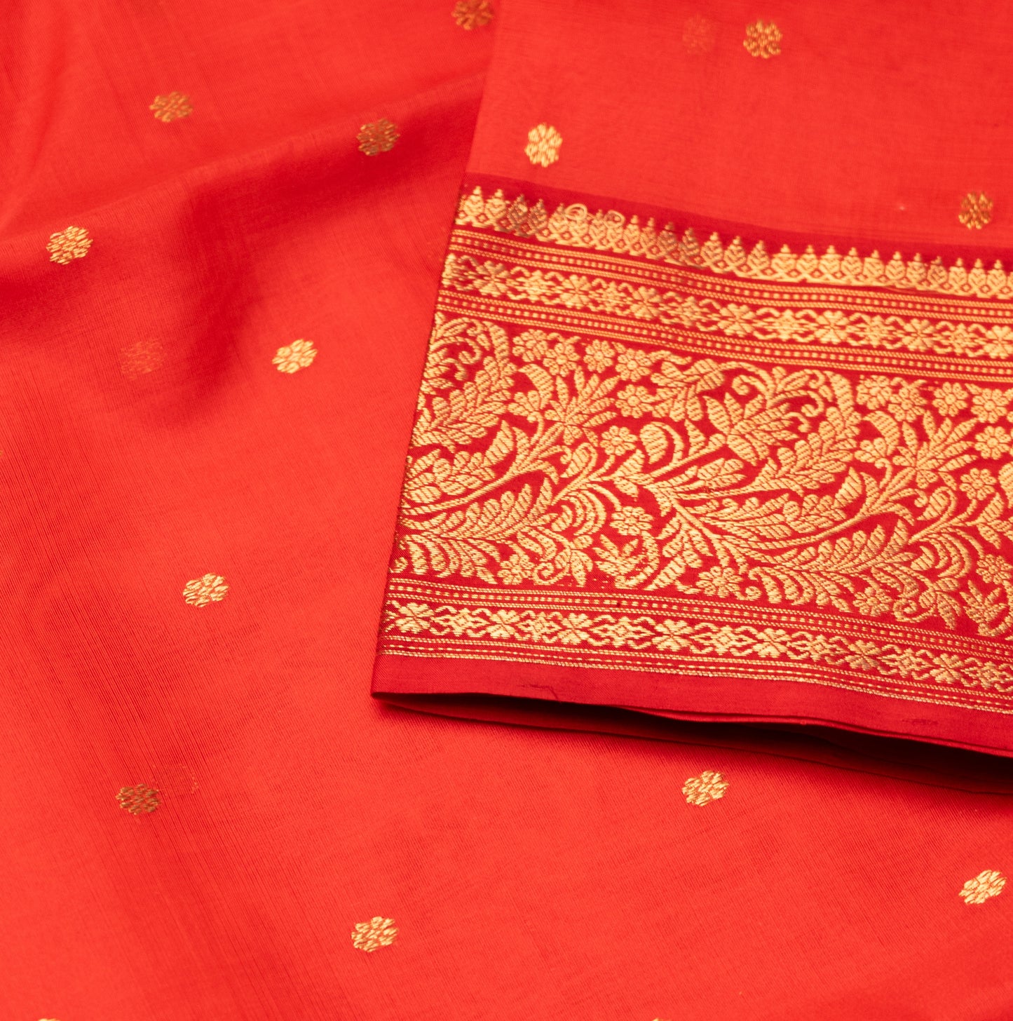 Chanderi Katan Silk Saree in Red with Maharani Border