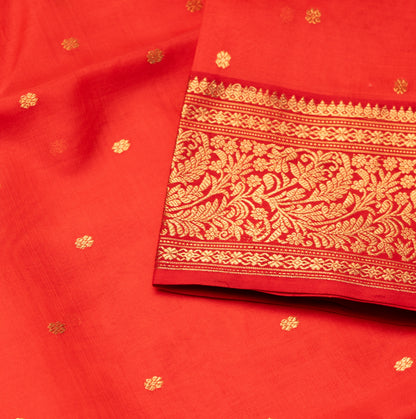 Chanderi Katan Silk Saree in Red with Maharani Border