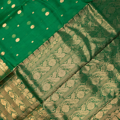 Chanderi Katan Silk Saree in Green with Medium Border