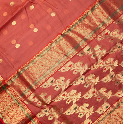 Chanderi Katan Silk Saree in Light Maroon