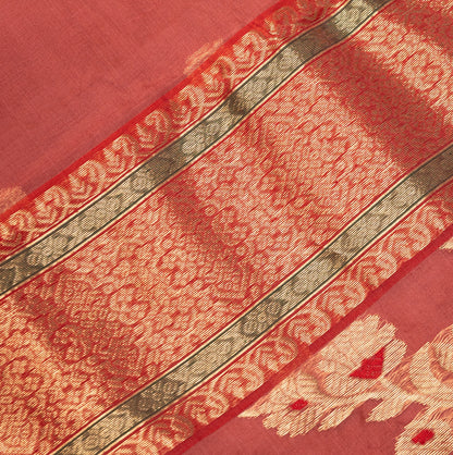 Chanderi Katan Silk Saree in Light Maroon