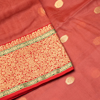 Chanderi Katan Silk Saree in Light Maroon