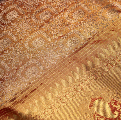 Pure Tissue Silk Saree in Orange Red with Red Border