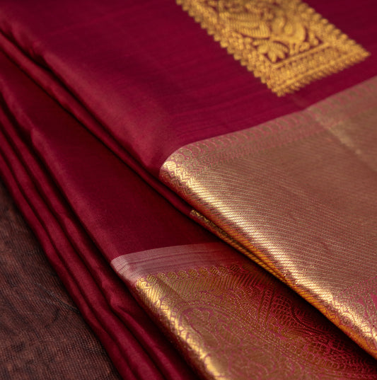 Pure Kanchipuram Magenta Saree with Baby Pink Border