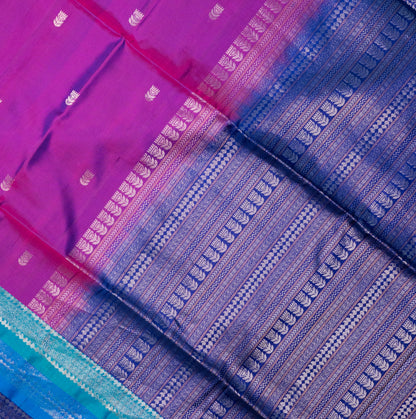 Soft Silk Magenta Saree with Blue Border
