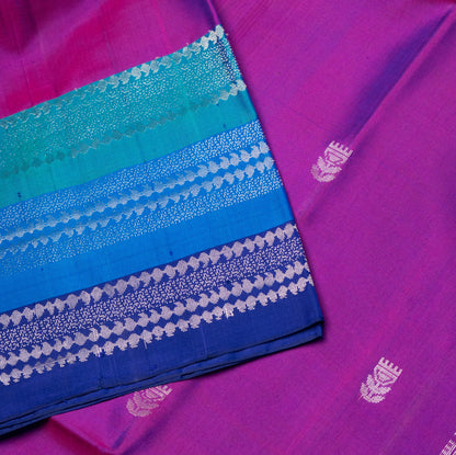 Soft Silk Magenta Saree with Blue Border