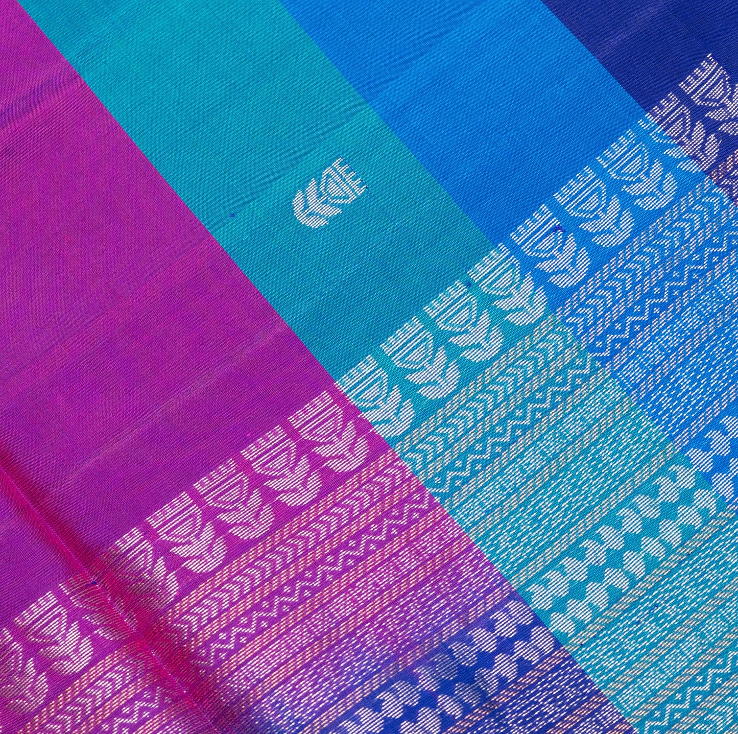 Soft Silk Magenta Saree with Blue Border