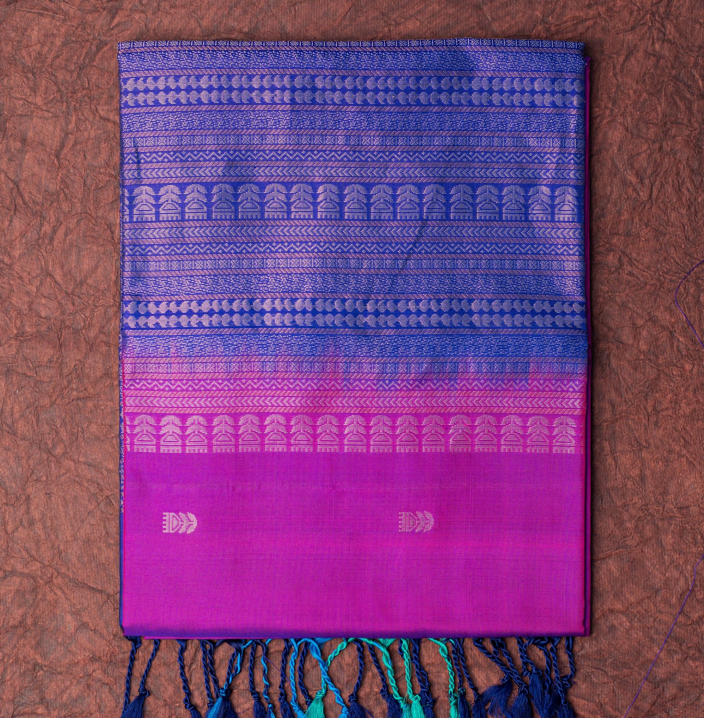 Soft Silk Magenta Saree with Blue Border