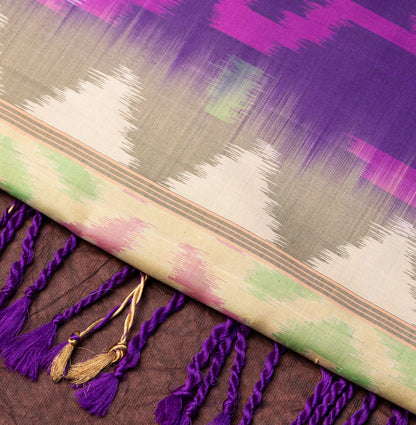 Soft Silk Patola Pattern Magenta Saree with Ivory Border