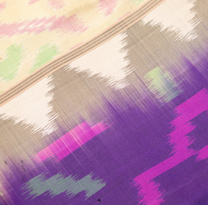 Soft Silk Patola Pattern Magenta Saree with Ivory Border