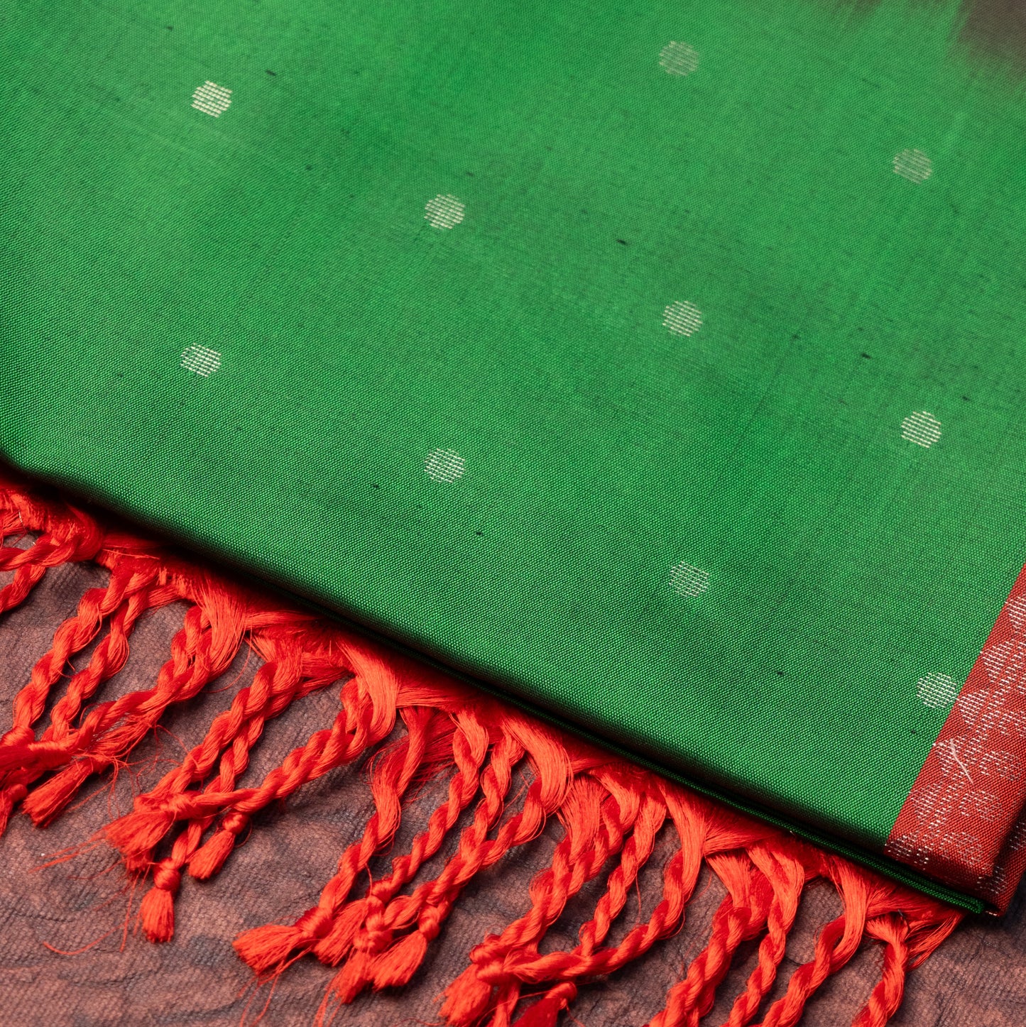 Soft Silk Green Saree with Red Border