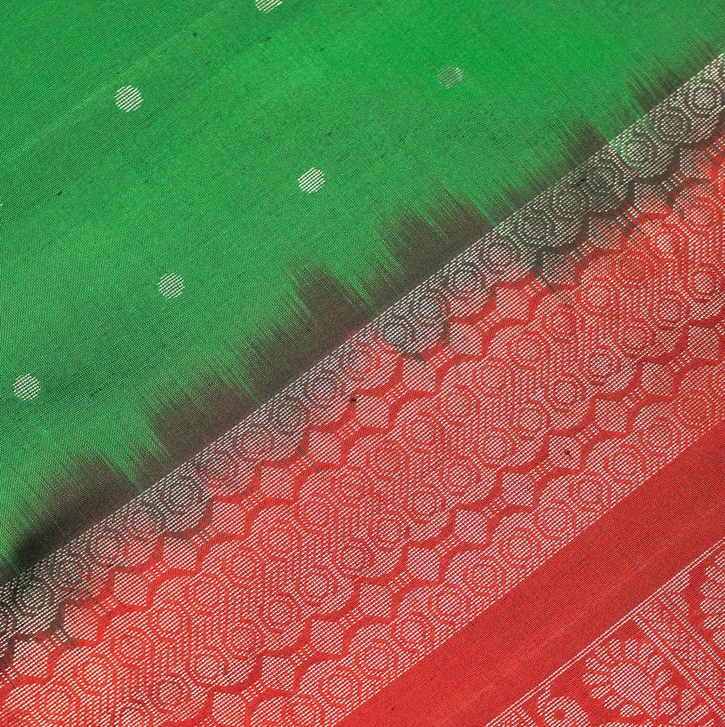 Soft Silk Green Saree with Red Border