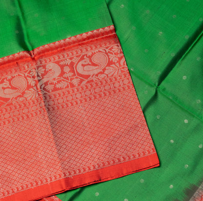Soft Silk Green Saree with Red Border