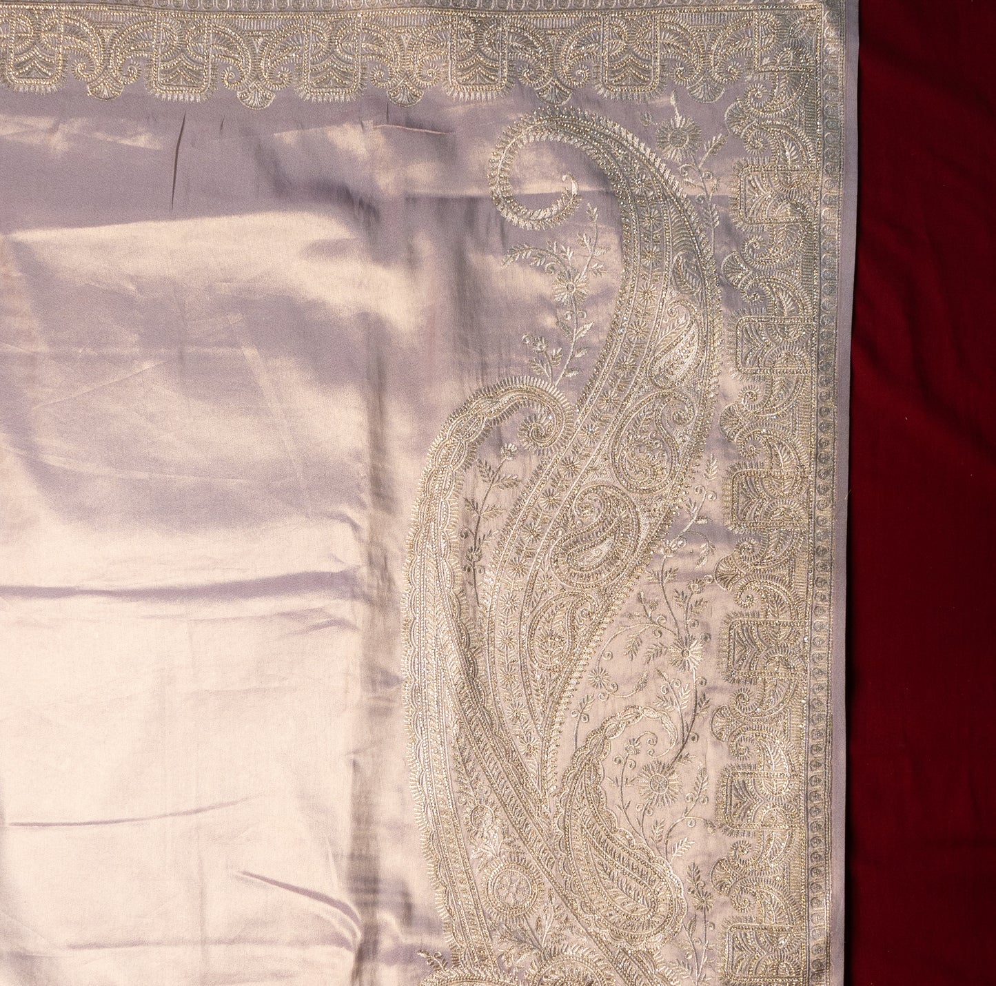 Steel Pink Designer Saree Shimmer Stone Work
