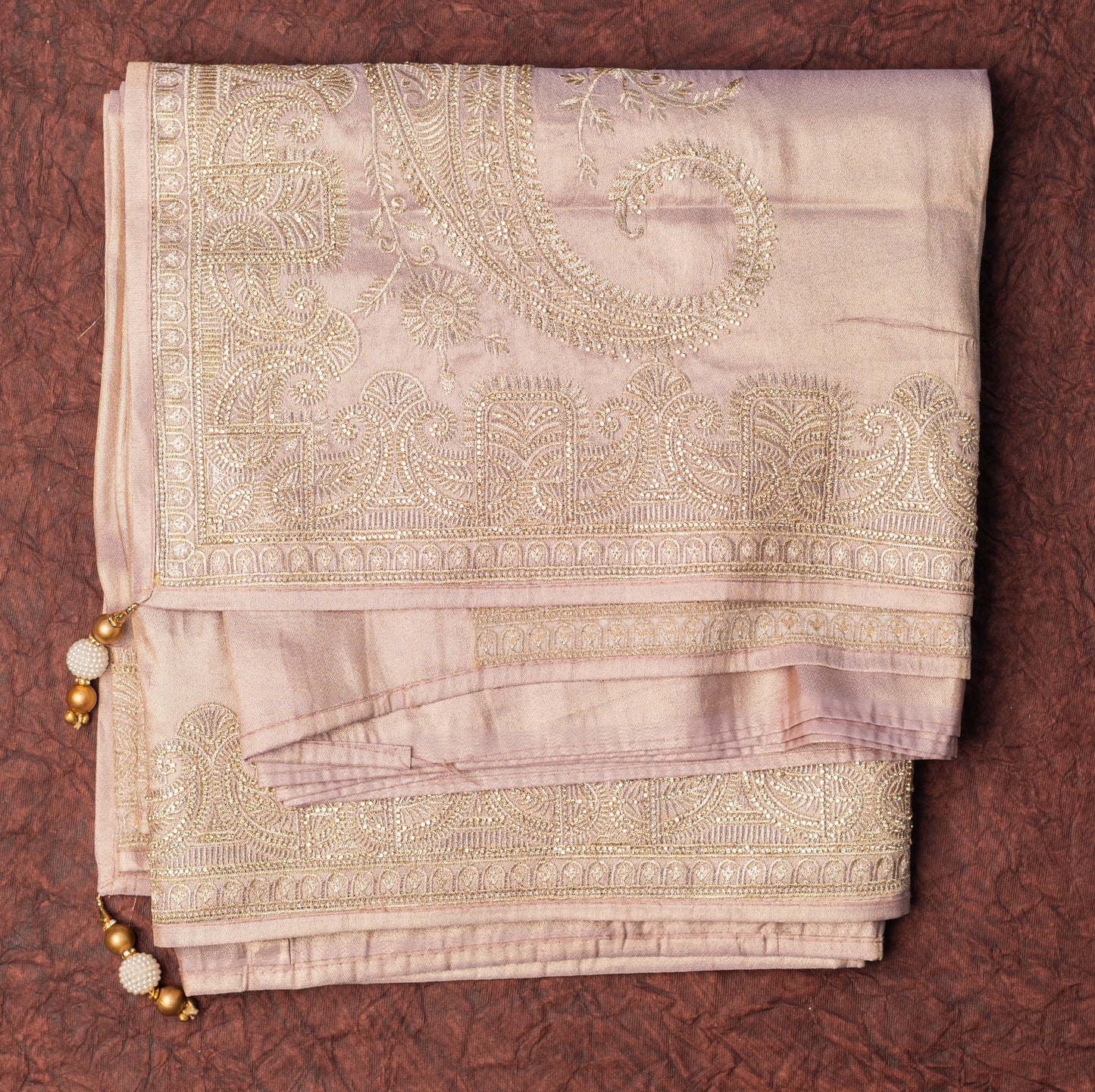 Steel Pink Designer Saree Shimmer Stone Work